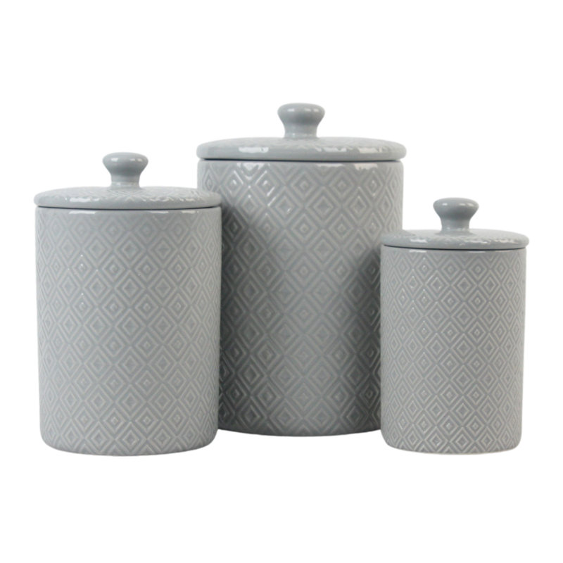 Ilse Ceramic / Porcelain Kitchen Canister Set Jar Canister - Set of 3, Gray