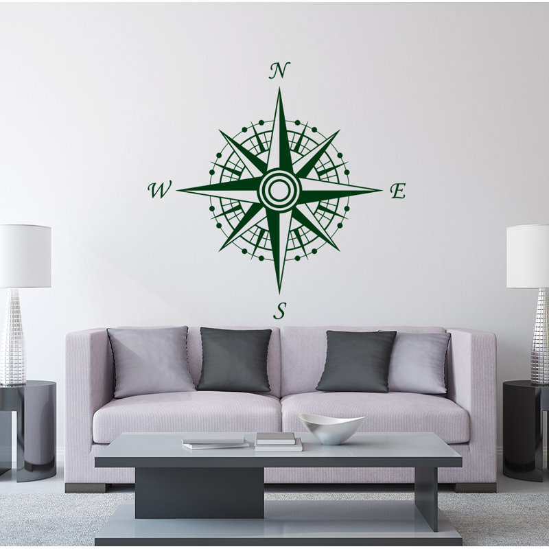 Décalcomanie murale autocollante compass, Vert
