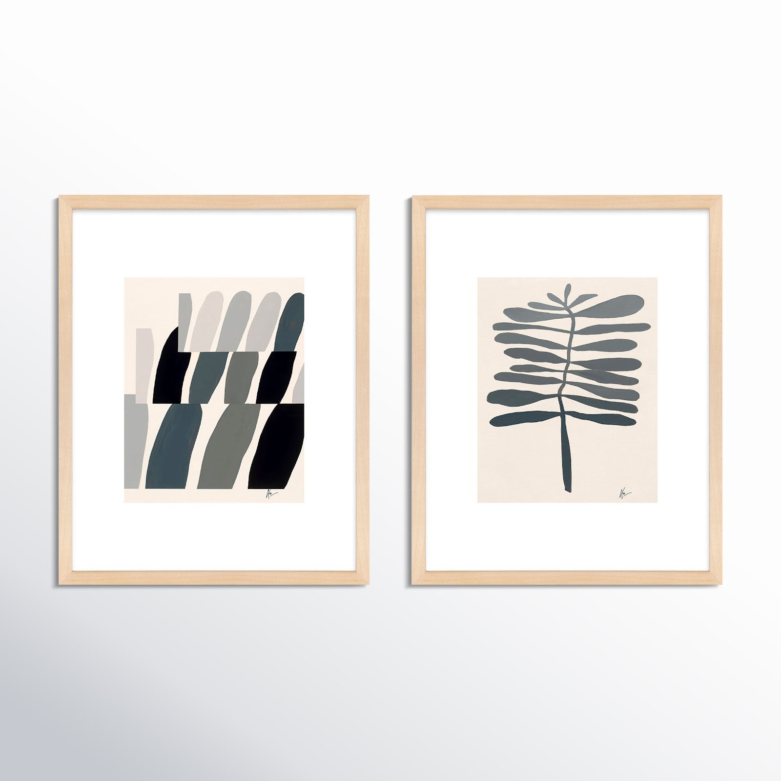 Flora 1&2 by Lee Lessem, 20" H x 32" W x 1.25" D, Brown Framed