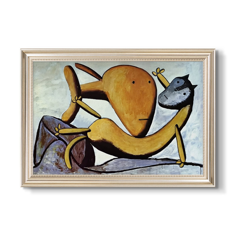 Chat et gros poisson, v. 1931 - Pablo Picasso - Toile encadrée sur mesure, 16x22 INNER SIZE, Framed Canvas, Pewter Satin