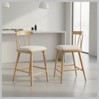 Ensemble de 2 tabourets de comptoir rembourrés en bois Olivia