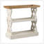 Console 35,5 po x 14 po x 32 po en bois vieilli blanc et naturel, console de style champêtre