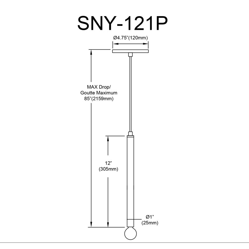 Luminaire suspendu 1 lumière Sanya, Noir mat