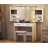 Farmhouse Makeup Vanity Desk with 3-Tone LED & Glass Tabletop & Stool