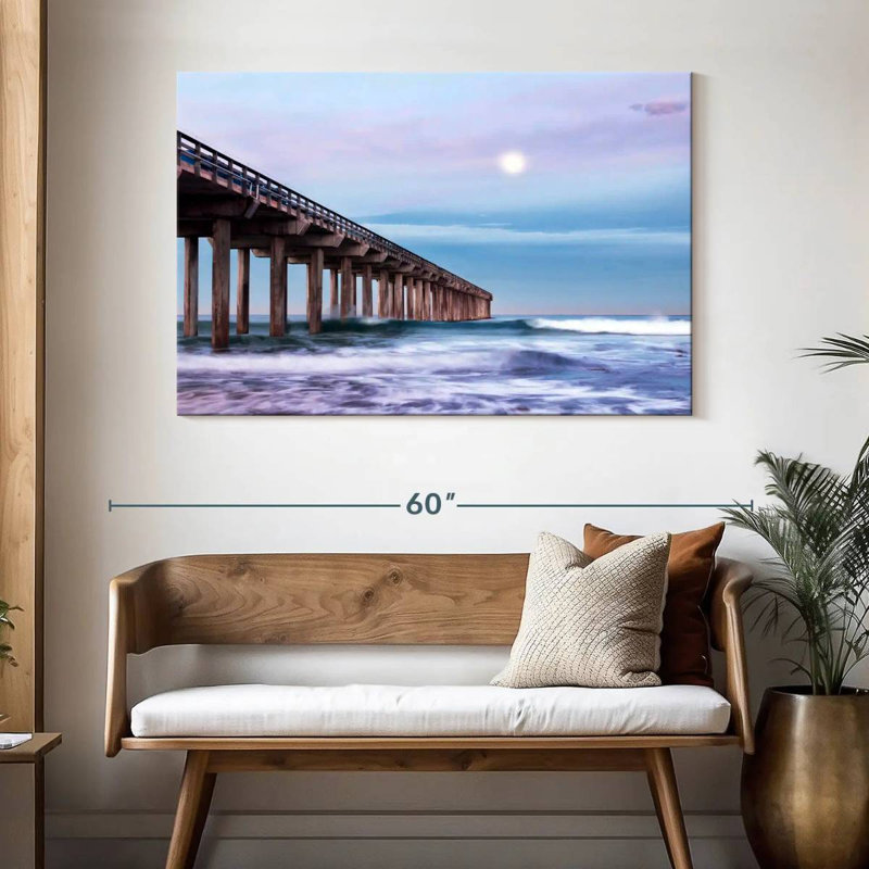 Plein lune au-dessus de Scripps Pier, H 32 po x l 48 po