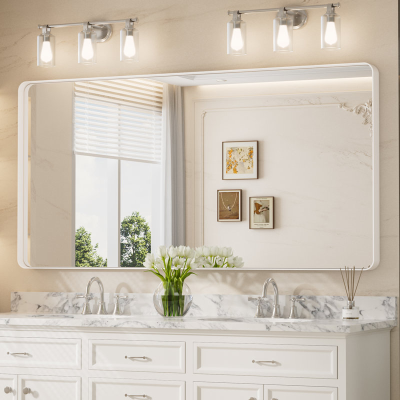 Miroir d'appoint Tyro, 72 po x 36 po, Blanc, Rectangulaire