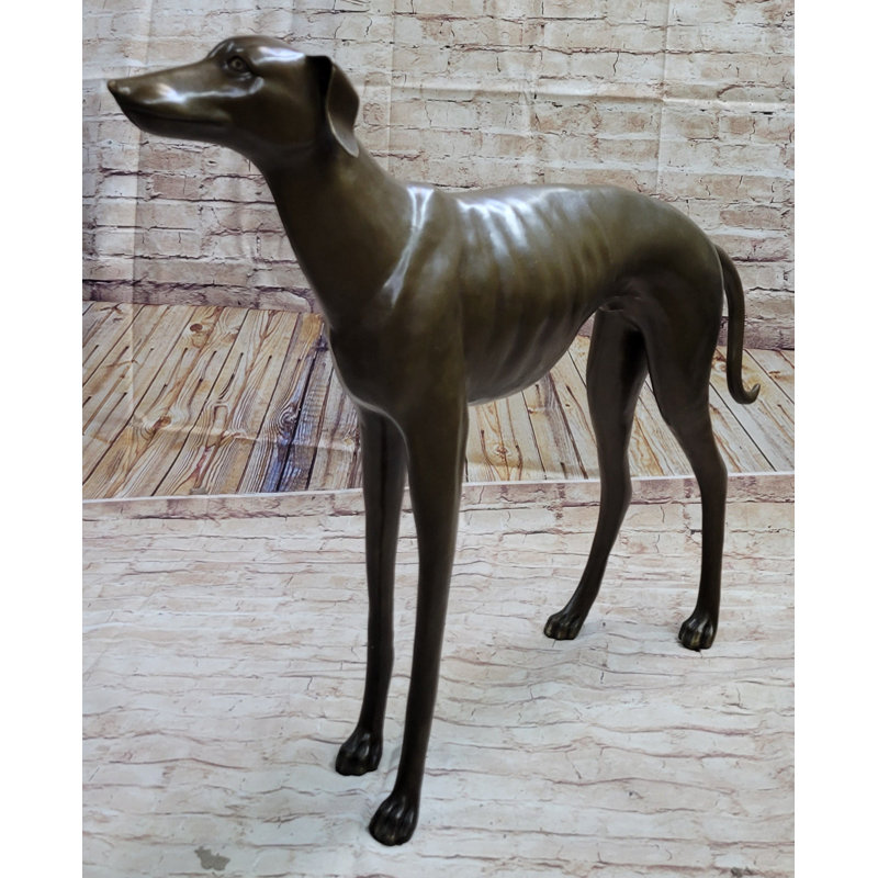 Art déco fait à la main patine foncée lévrier bronze sculpture décoration de la maison
