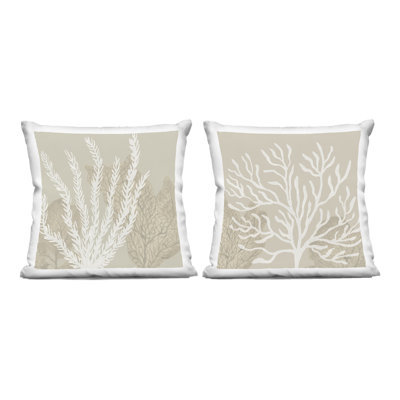 Ensemble de coussins décoratifs 2 pièces Mute Coral Branches on Beige