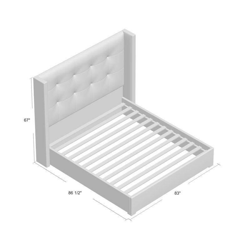 Lit standard capitonné Esparto à profil bas, Très grand (moyen), Revolution® blanc cassé
