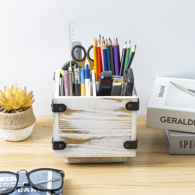 4 Slot Solid Wood Pen Holder