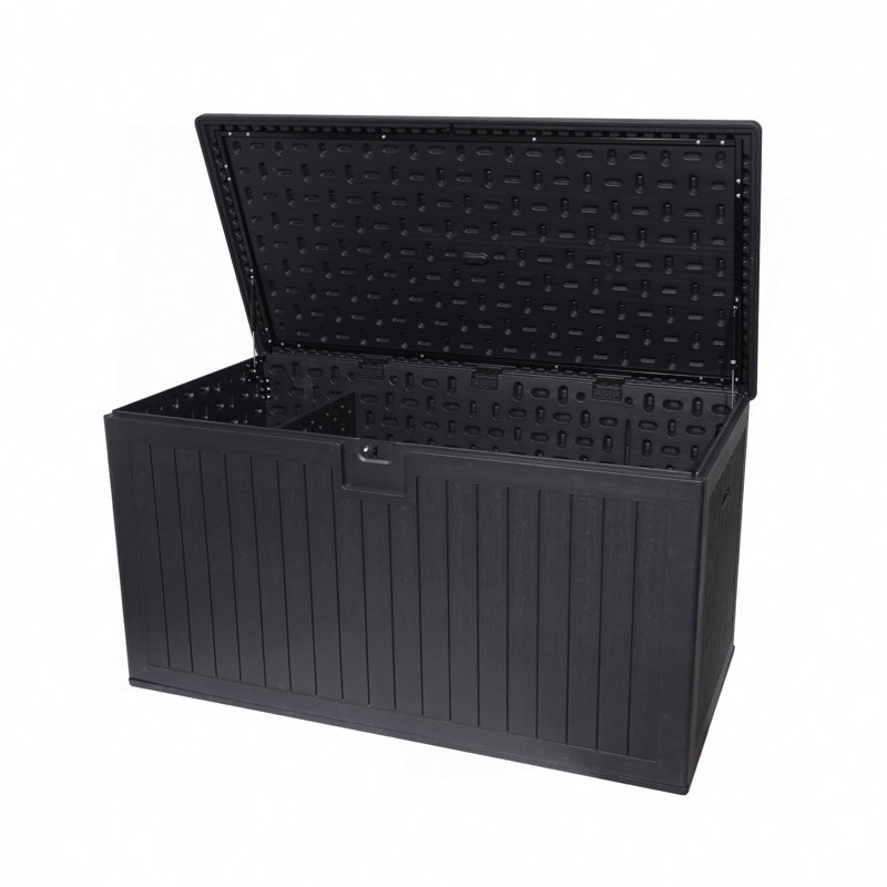 Resin Outdoor Deck Box Waterproof, Extra Large Patio Storage Box With Lockable Storage Containers For Patio Furniture Cushions, Pool Accessories, Garden Tools