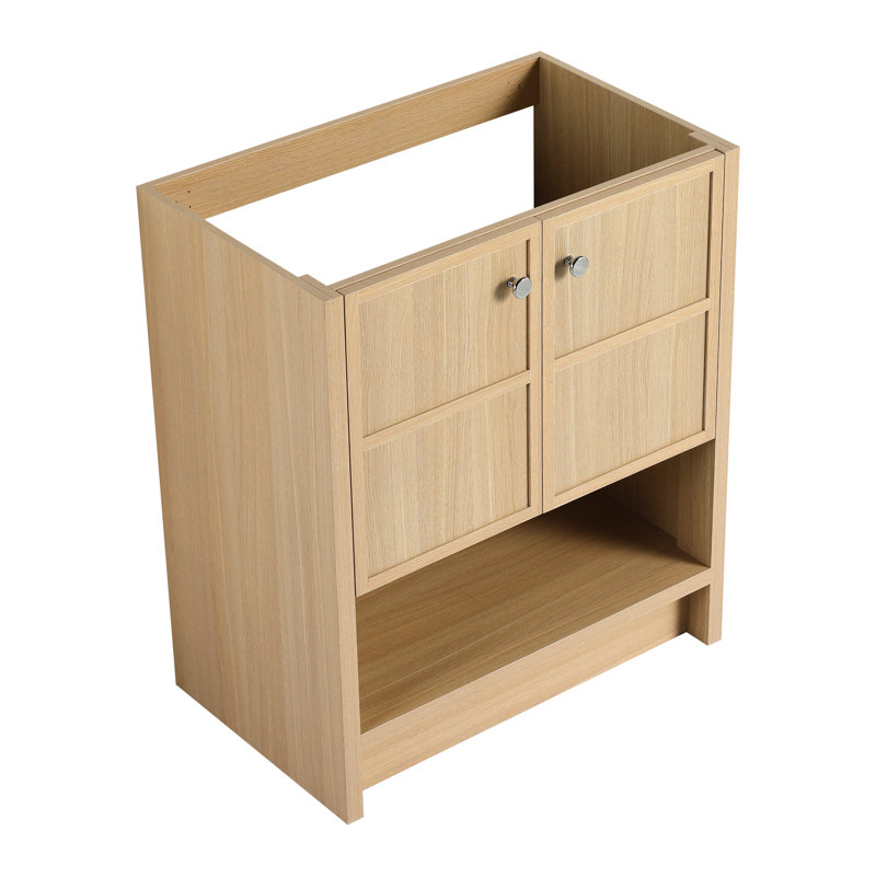 Armoire de salle de bain 30 po, contreplaqué de chêne autoportant avec 2 portes pour une armoire de rangement soignée et organisée