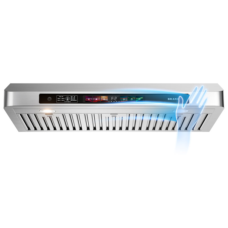 Brano 30 Inch Under Cabinet Range Hood With Voice/gesture/touch Control, 900 Cfm Kitchen Vent Hood With 4-speed Exhaust Fan, Stainless Steel Stove Hood With Led Lights, Baffle Filters