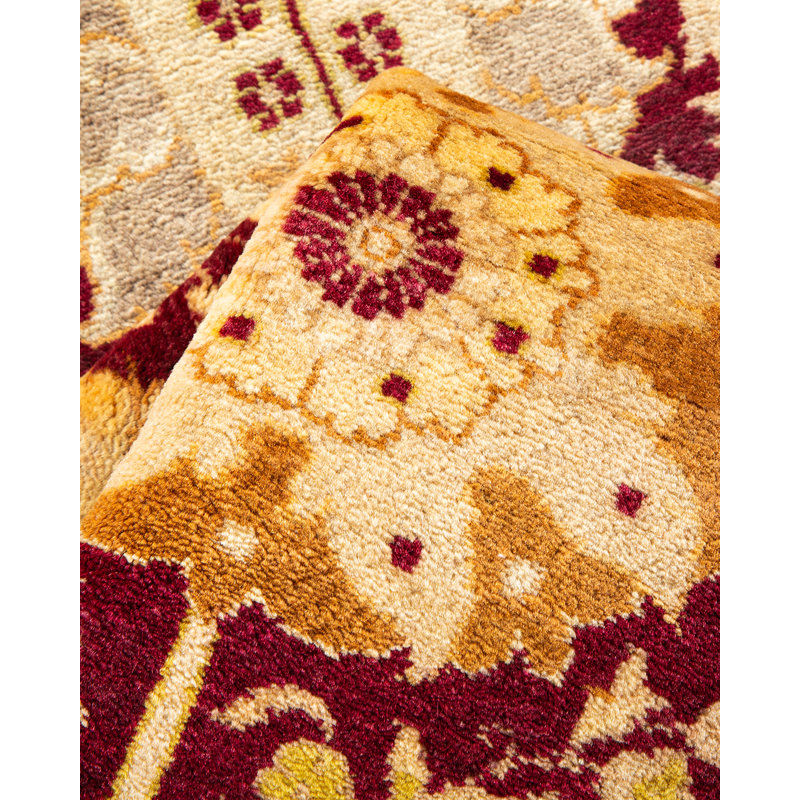 Tapis unique noué à la main rouge de 6 pi 1 po x 9 pi 3 po Keenan