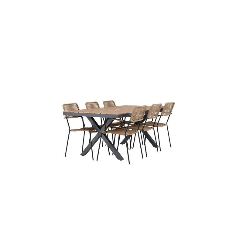 Ashtyn 6 - Person Patio Dining Set Rectangular Table, Brown