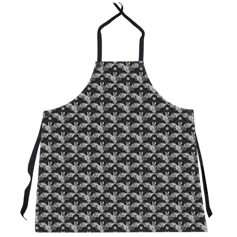 Tablier de batte floral, Noir