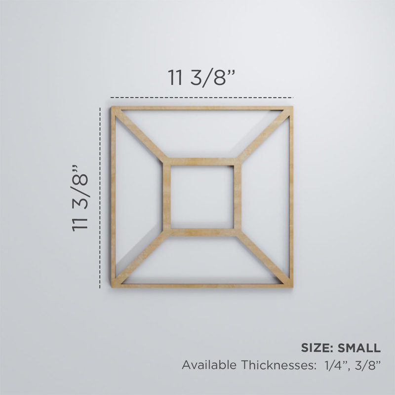 Marion Decorative Fretwork Wood Wall Panels, Birch, 7 3/8"H x 7 3/8"W x 3/8"D