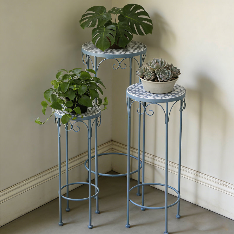 Plant Stands Set of 3 with Ceramic-Top