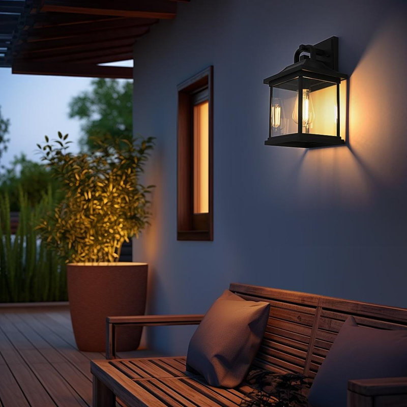 Saul Outdoor Wall sconce in Black, 13" H x 8" W x 7" D