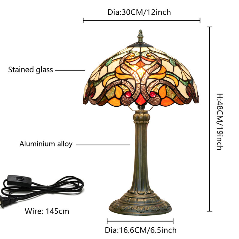 19''H Tiffany Style Table Lamp, Stained Glass Table Lamp