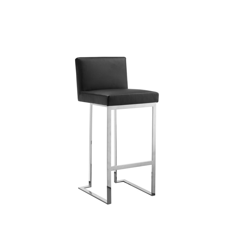 Tabouret de bar Pangea Home Dexter, Similicuir blanc, Similicuir noir, Tabouret de bar (siège d'une hauteur de 30 po)