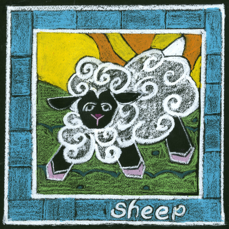 Whimsical Sheep by Lisa Choate - Wrapped Canvas Print, 76cm H x 76cm W x 3.8cm D