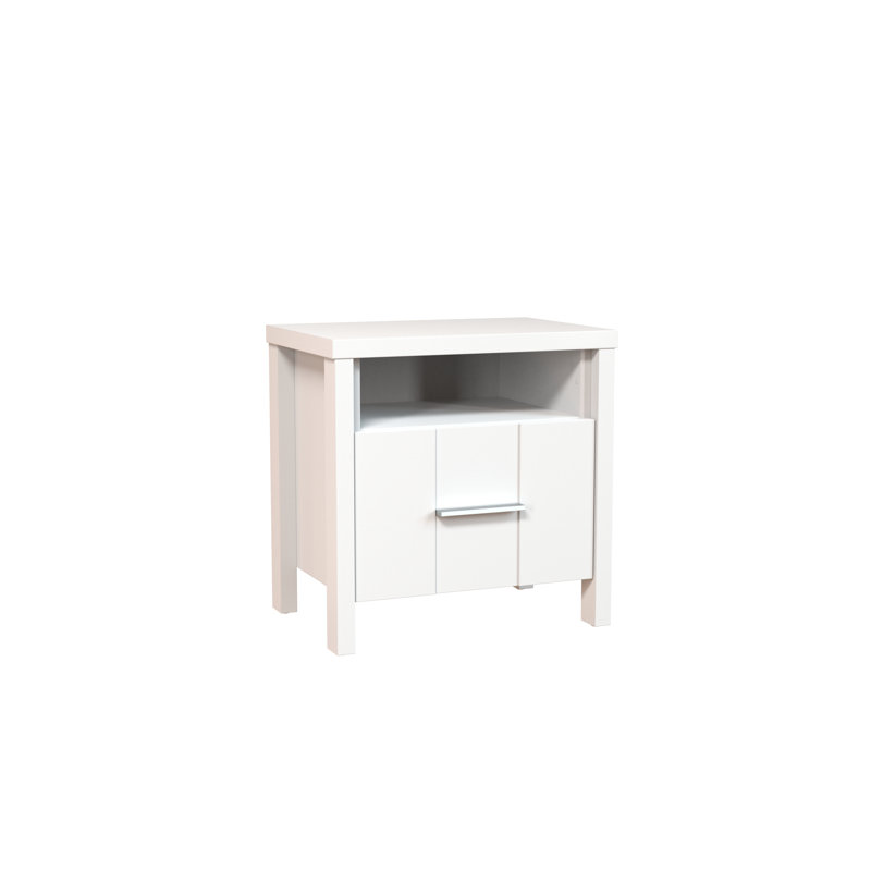 Chisem 50cm W Manufactured Wood Bedside Table, White