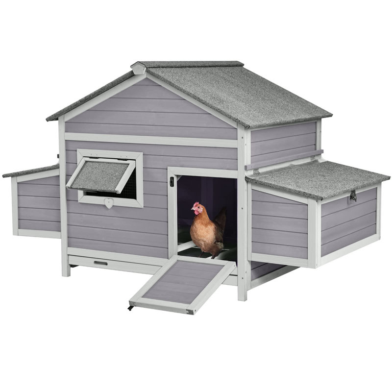 Chicken Coop Outdoor Hen House Duck Coop Rabbit Hutch Wooden Poultry Cage With 3 Perches,2 Sides Large Nesting Boxes