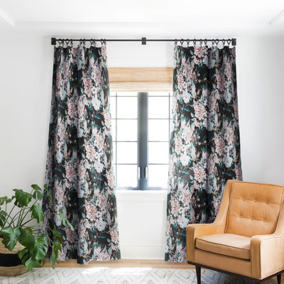 Marta Barragan Camarasa Dark Wild Pink Bloom 1pc Blackout Window Curtain Panel