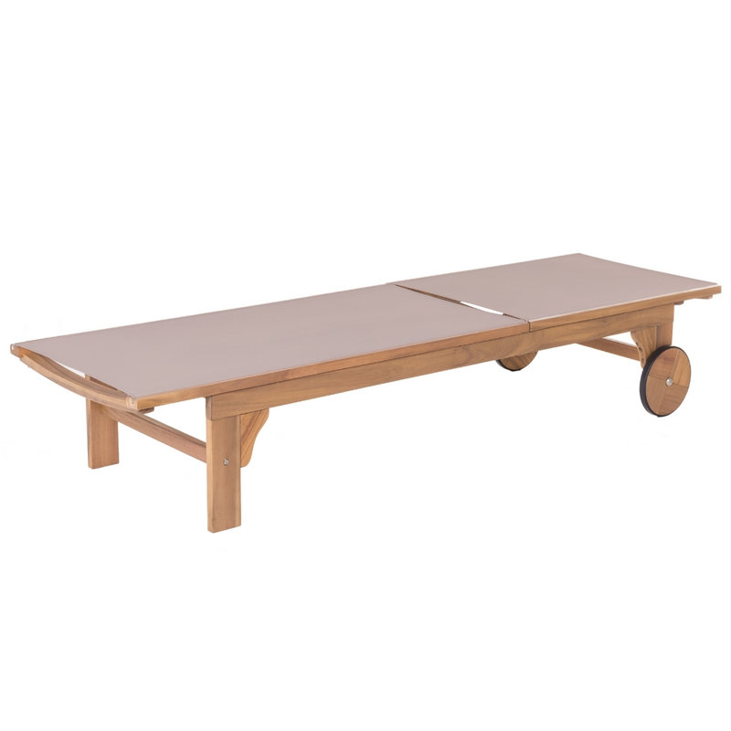 Airdrie 65cm Long Reclining Acacia Single Chaise, Light Brown, Beige