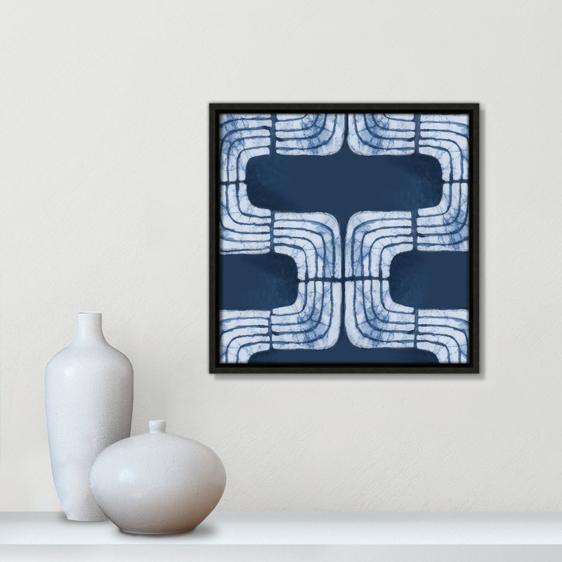 «Blue Batik I Print» par Emma Peal, Espresso, H 13,5 po x l 13,5 po