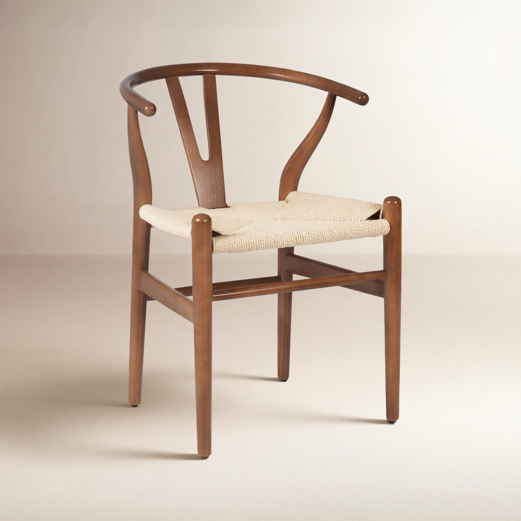 Wyn Woven Solid Wood Dining Chair, Walnut / Natural, 2