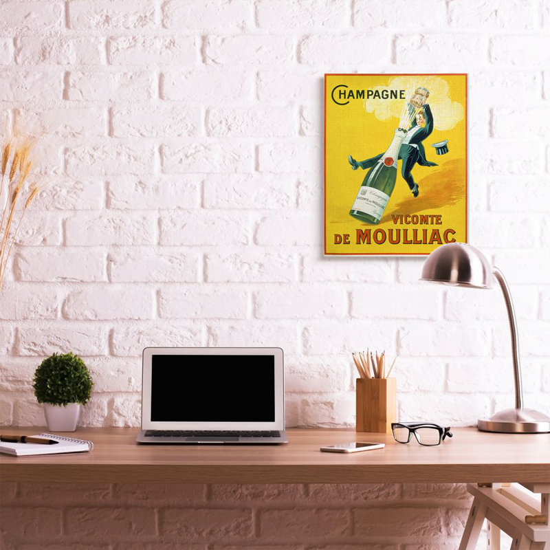 «Vintage Illustration Champagne Vicomte de Moulliac», art sur toile surdimensionné par Marcus Jules, Toile tendue