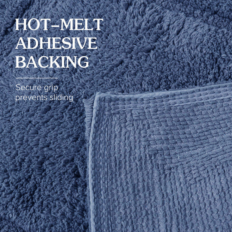 Tapis de bain antidérapant 100% coton, Simple - L 32 po x l 32 po, Bleu de minuit