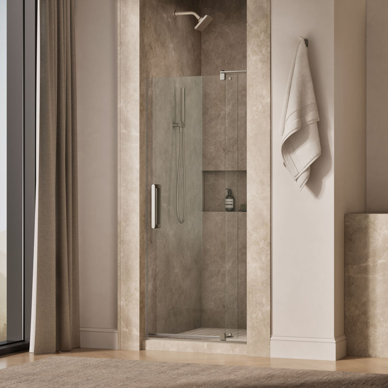 Revel 36'' x 70'' Pivot Shower Door with CleanCoat® Technology, Anodized Brushed Nickel