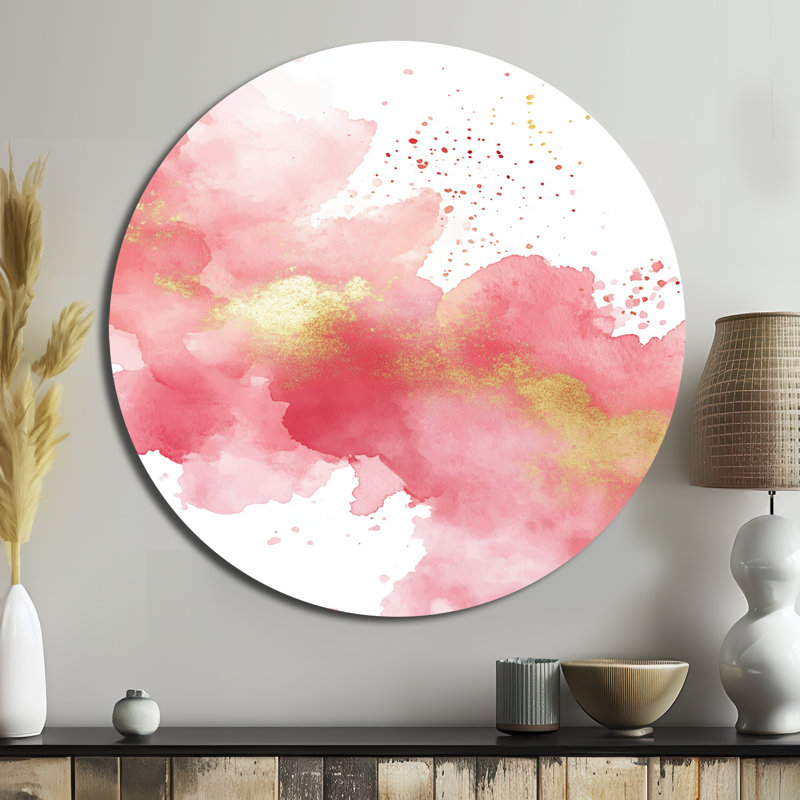 «Soft Blush Radiance» - art mural rond abstrait en métal, L 23 po x H 23 po