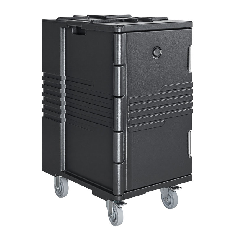 Boîte isotherme de transport pour plats alimentaires, 127 pintes (127 L), non électrique, avec roulettes pivotantes et fermeture en acier inoxydable, contenant de transport empilable en PEBDL pour la restauration et l'événementiel