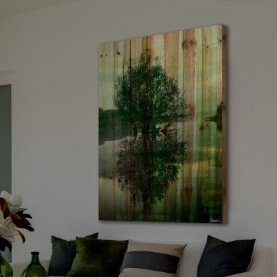 « reflective » par parvez taj,, reproduction d’art sur bois de pin naturel
