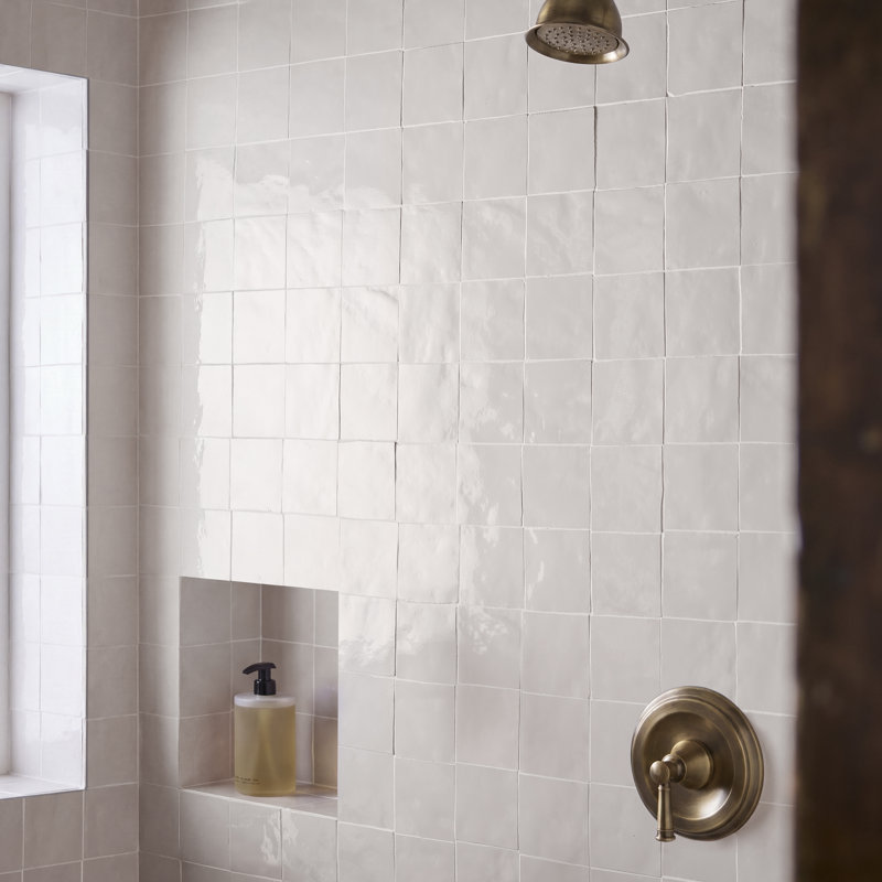 Virello 4x4 Glossy Ceramic Wall Tile, Cloud White