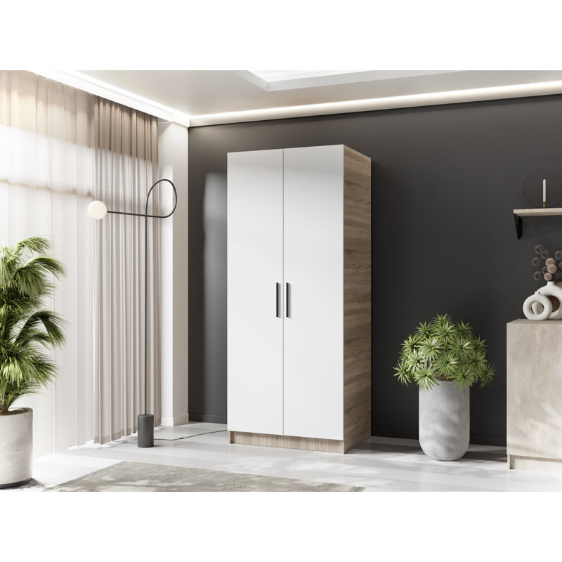 Ridas 2 Door Wardrobe, White/Sonoma