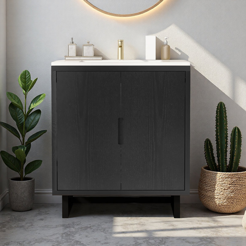 30" Bathroom Vanity Set With Sink, Black