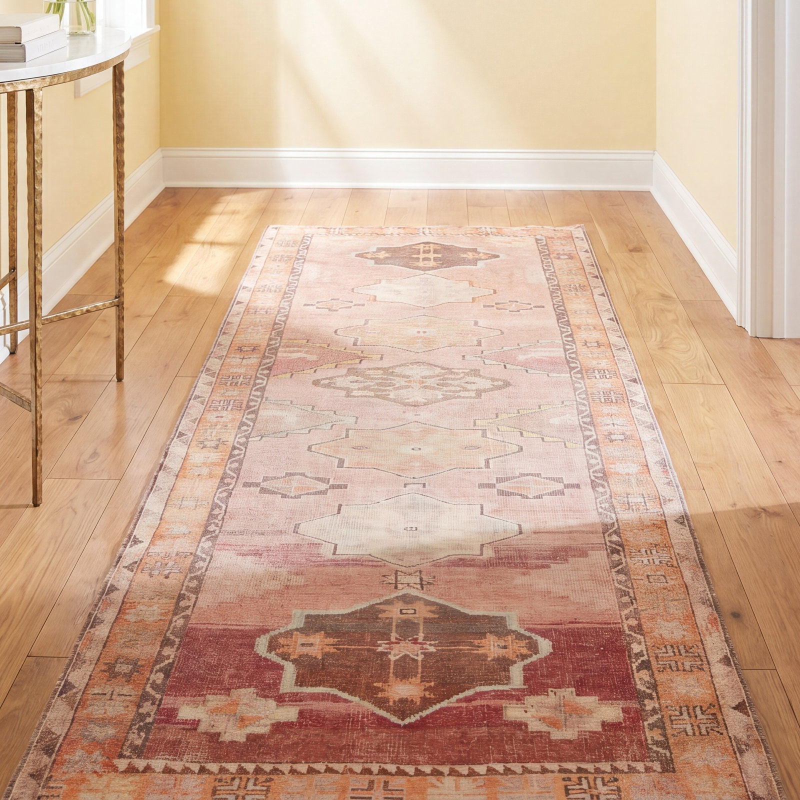 Debary Machine Washable Performance Orange/Pink/Brown Rug, Runner 3' x 10'