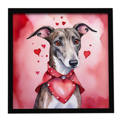 Greyhound My Valentine, reproduction d'art encadrée