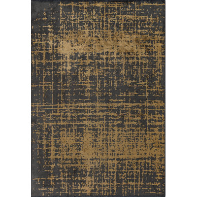 Rapture Black/Yellow Abstract Luxury Area Rug
