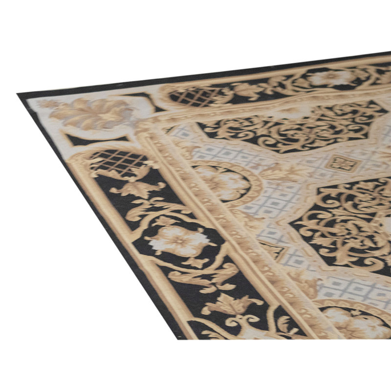 Tapis gris / noir de haute qualité noué à la main de conception unique