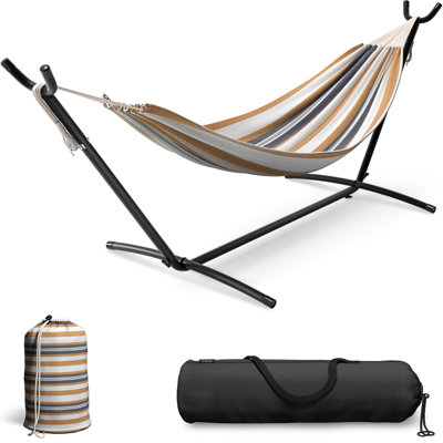 Double Adjustable Cotton Hammock with Stand