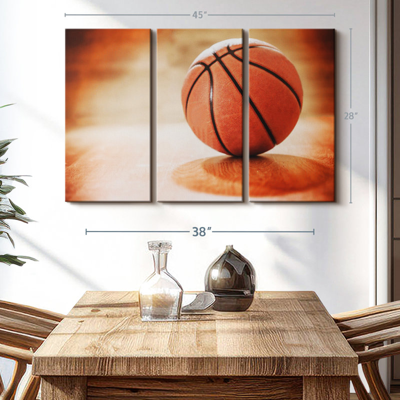 «Orange Basketball», 3 pièces, H 28 po x l 45 po x P 1,25 po