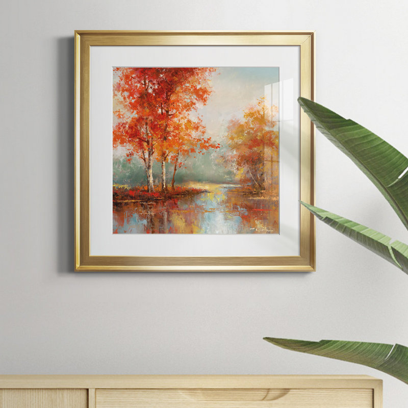 Autumn's Grace II - Single Picture Frame Painting on Canvas, Gold Framed Paper, 28" H x 28" W x 1" D