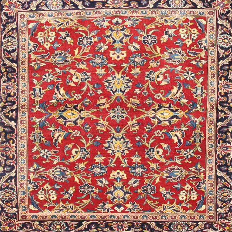 Tapis traditionnel rouge / noir Glenavy, Carré 5 pi