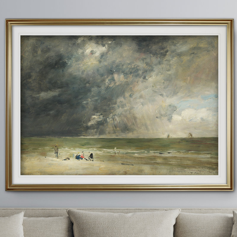 «The Beach at Trouville» par Claude Monet, impression, Or, H 31 po x l 43 po x P 1,5 po